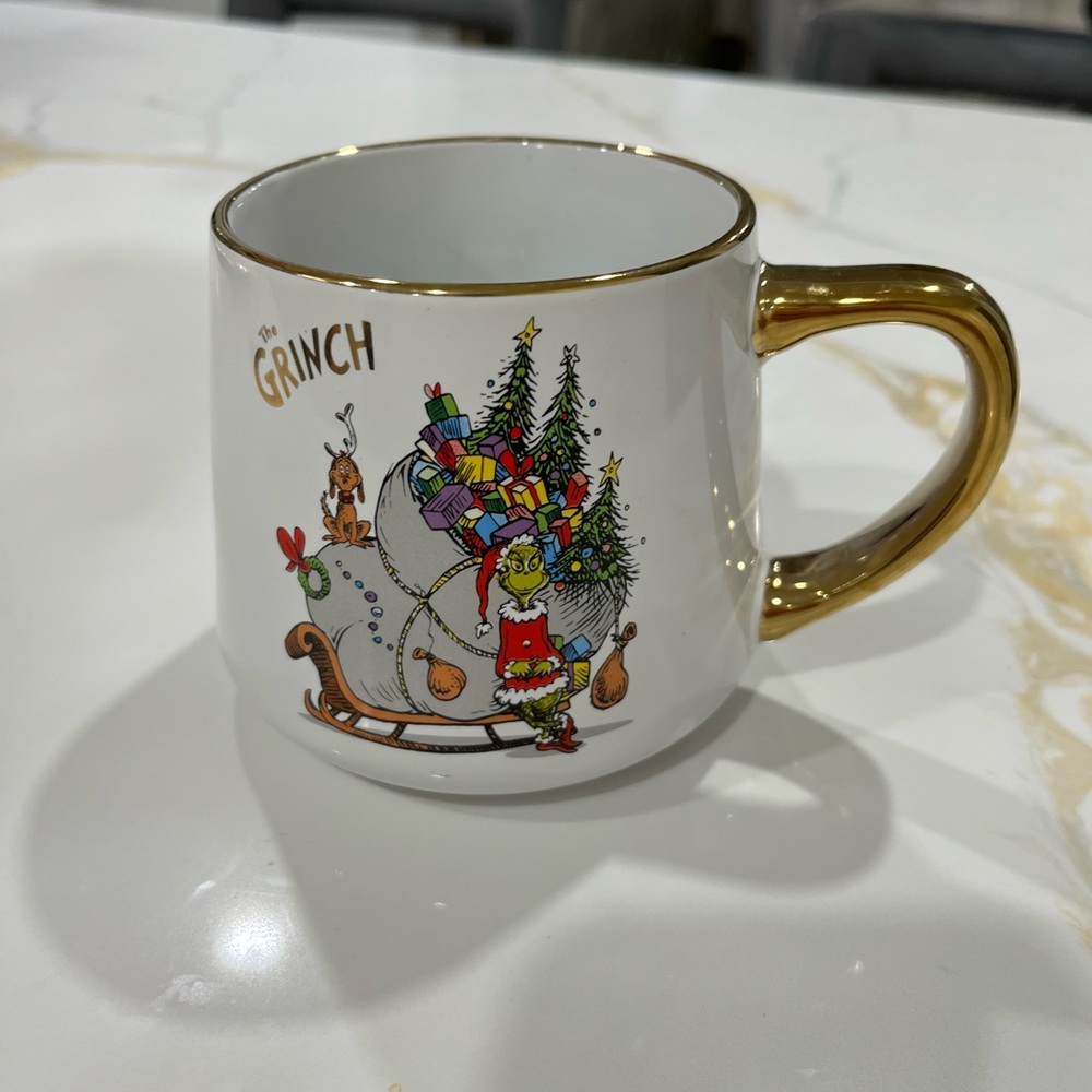 Grinch Holiday Mug with Gold Handle